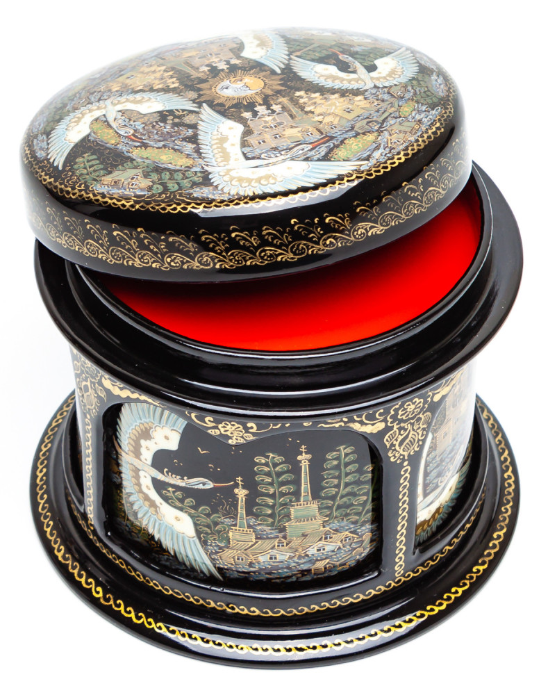 110x100mm Russian North Hand Painted Jewellery Box (by Sadko Workshop)