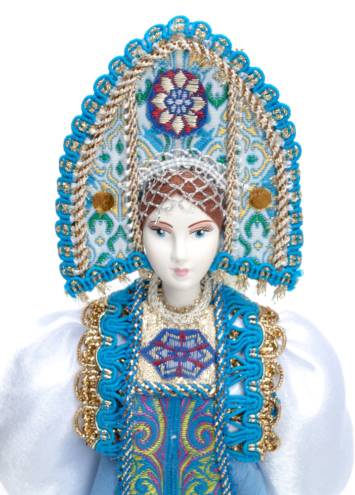 Porcelain Doll in a Russian Dress and Kokoshnik - 11 Inches (by Le Russe)