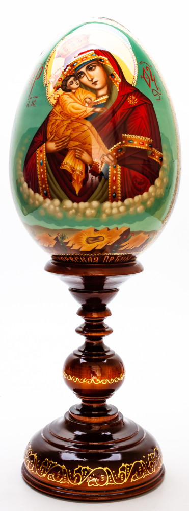 410 mm Theotokos of Pochayiv hand painted on wooden egg (by Hamlet Crafts)