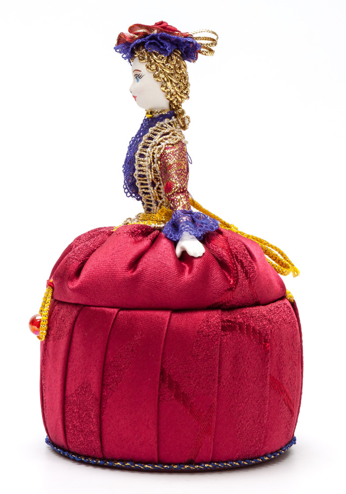 Girl in a Little Hat and Nice Dress Jewelry Box (hand-sewn Doll by Le Russe)