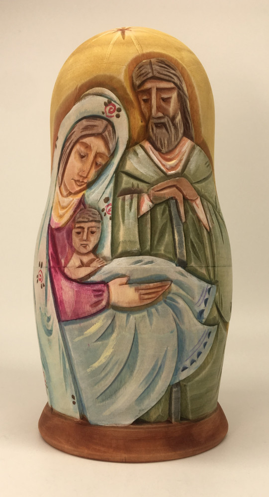 160 mm Nativity Scenes Hand Carvd and Painted Wooden Doll 5 pcs (by Sergey Carved Wooden Dolls Studio)