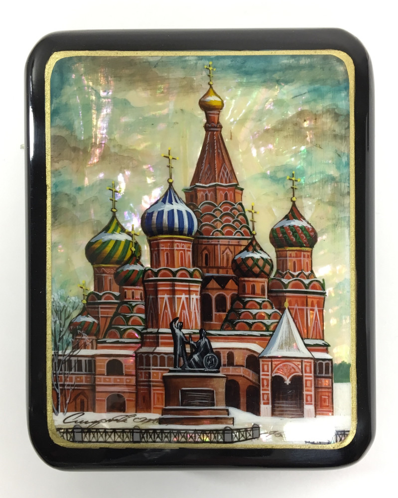 75x115 mm Moscow Snt Basil Cathedral hand painted papier-mache lacquered Jewelry Box (by Tatiana Crafts)