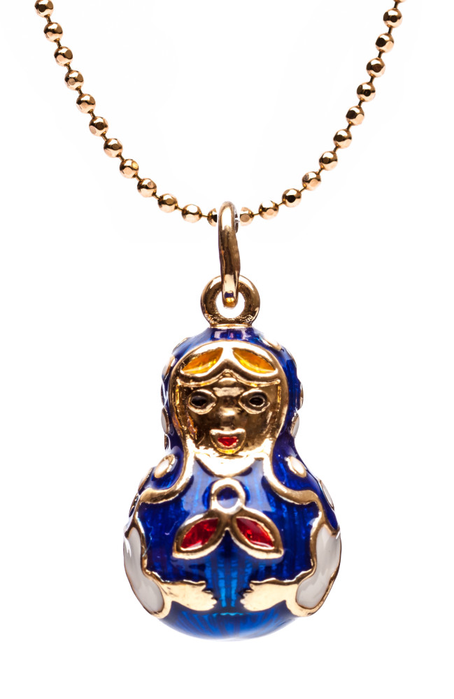 Matryoshka Enamel Egg Pendant