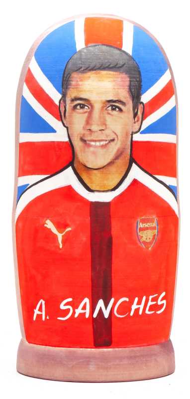 180mm Alexis Sanches from Arsenal Hand Painted Matryoshka Doll 5 pcs (by Konstantin Studio)