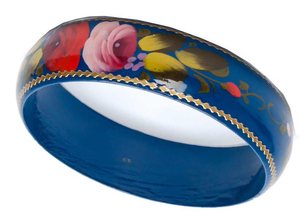 80x20 mm Zhostovo Hand Painted Bracelet (by Lada Workshop)