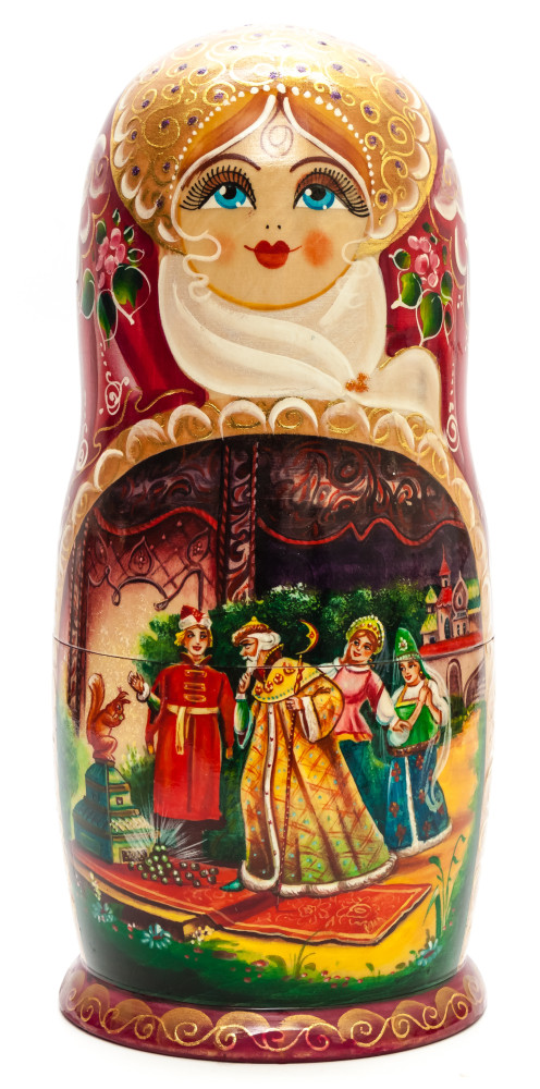 Shop Exclusive Nesting Dolls 300mm The Tale of Tsar Saltan hand painted Matryoshka Doll 10 pcs inside (by Golden Cockerel) online at Skazka.site | Eligible for fast shipping and free returns. 300mm The Tale of Tsar Saltan hand painted Matryoshka Doll 10 pcs inside (by Golden Cockerel)
