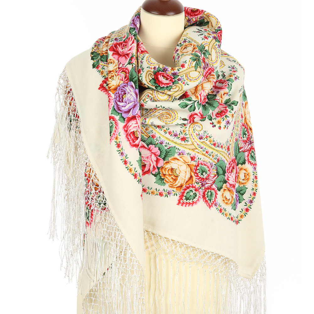 Shop Thick Woolen Fabric Shawls with Silk Fringe 148x148 cm Шаль «Мороз и солнце» online at Skazka.site | Eligible for fast shipping and free returns. Шаль «Мороз и солнце»