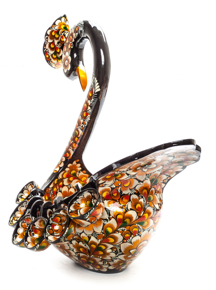 230x370 mm Duck Khokhloma hand painted wooden Ladle for Wine with small Ladles