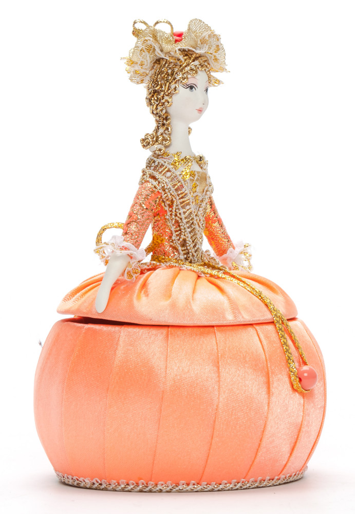 Girl in a Little Hat and Nice Dress Jewelry Box (hand-sewn Doll by Le Russe)