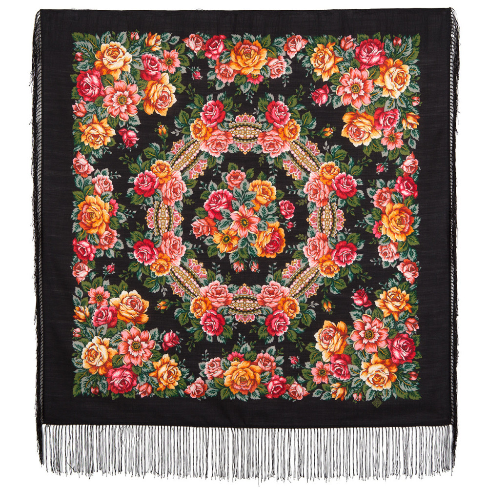 Shop Woolen Scarves with Silk Fringe 89x89 cm Платок «Город роз» online at Skazka.site | Eligible for fast shipping and free returns. Платок «Город роз»