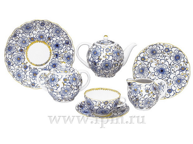Сервиз чайный Тюльпан Вьюнок, 6 персон 20 предметов, арт. 81.11152.06.1
