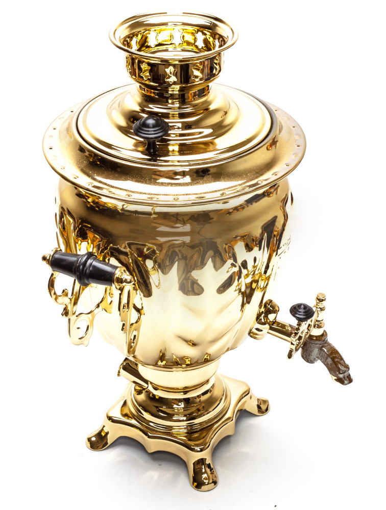 Golden Russia Electric Samovar with Teapot and Metal tray