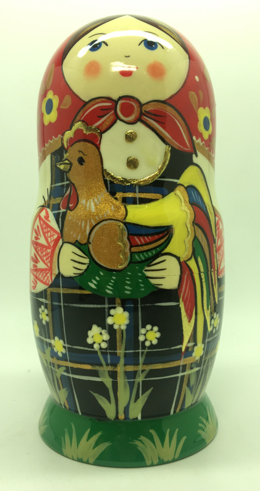 Shop Exclusive Nesting Dolls 180 mm Russian Girl plays with Chicken hand painted wooden Matryoshka doll 5 pcs (by A Studio) online at Skazka.site | Eligible for fast shipping and free returns. 180 mm Russian Girl plays with Chicken hand painted wooden Matryoshka doll 5 pcs (by A Studio)