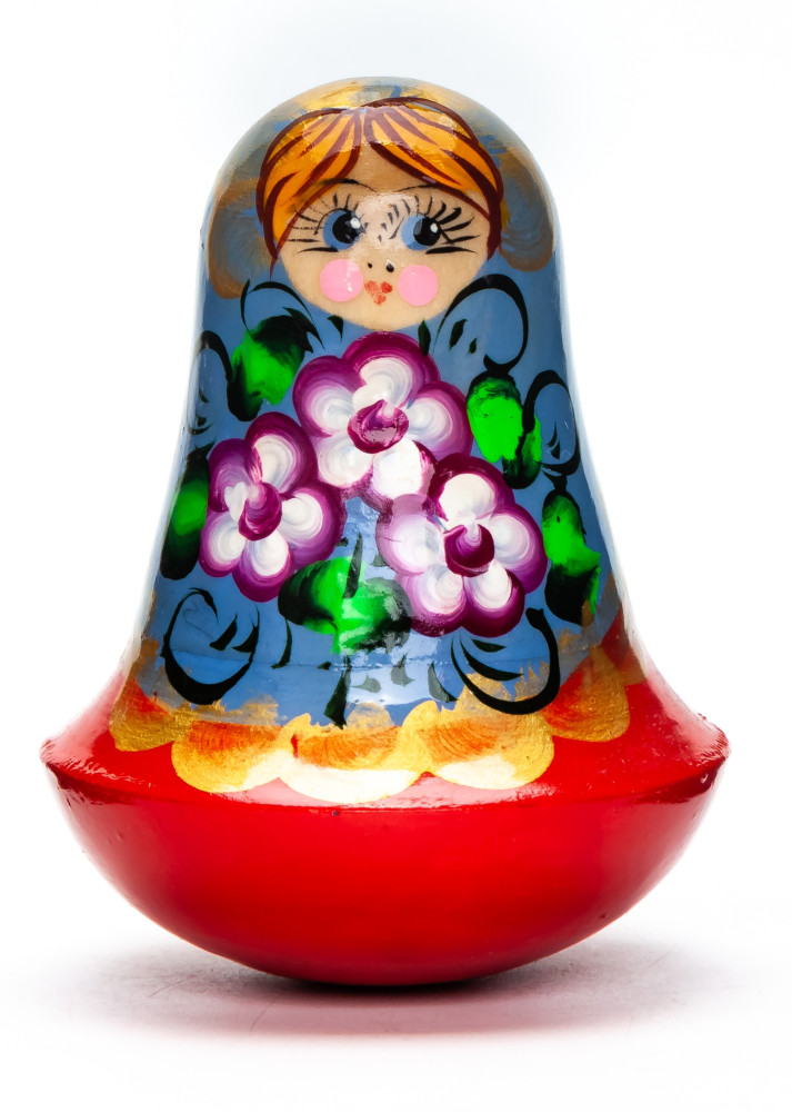 100mm Russian Doll with handpainted Flowers Roly-poly Toy
