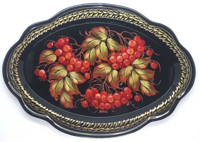 Zhostovo Hand Painted Metal Tray