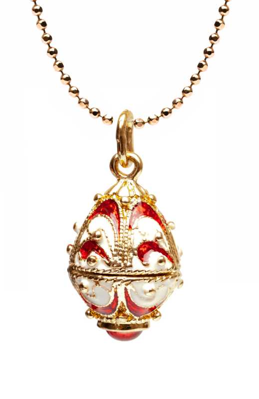 White and Red Egg Pendant