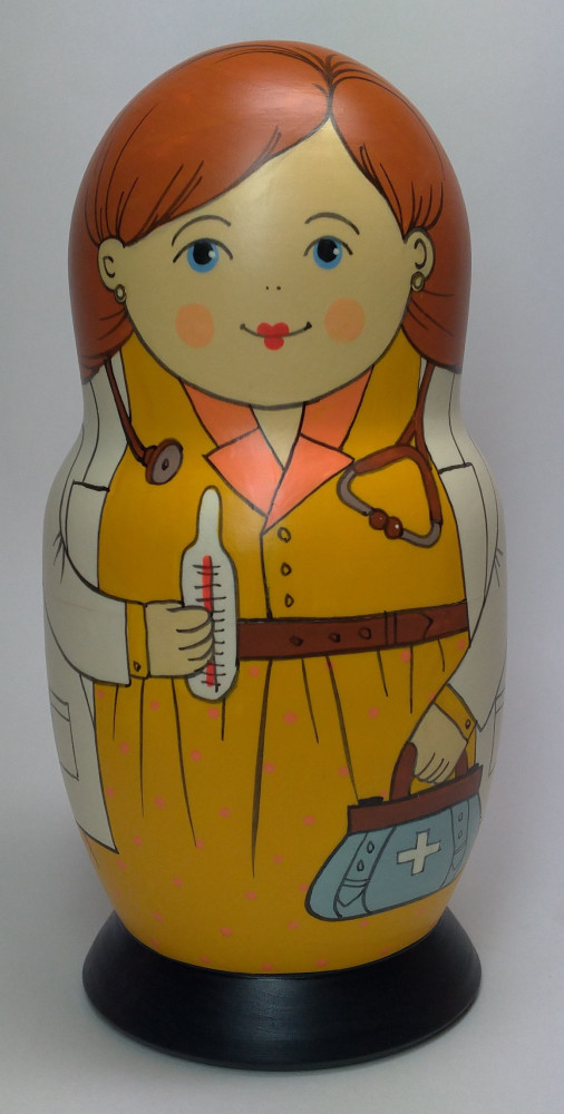 Shop Exclusive Nesting Dolls 160 mm Doctor hand painted Traditional Russian Wooden Matryoshka doll 5 pcs (by Igor Malyutin) online at Skazka.site | Eligible for fast shipping and free returns. 160 mm Doctor hand painted Traditional Russian Wooden Matryoshka doll 5 pcs (by Igor Malyutin)