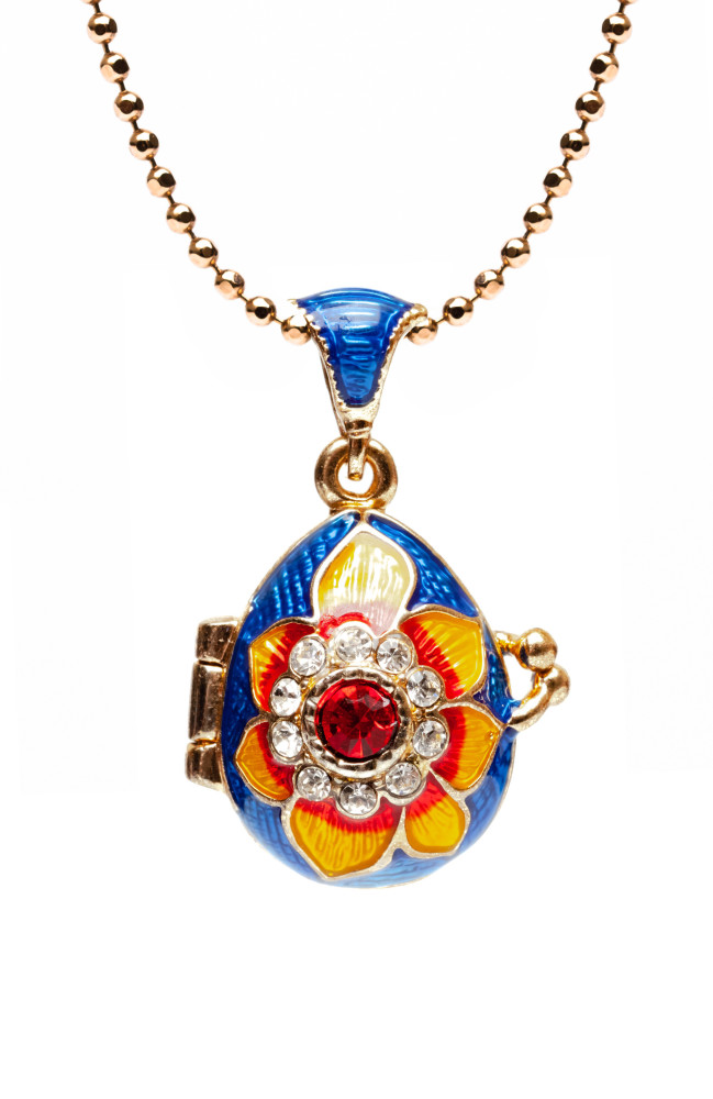  Flower Opening Blue Egg Pendant