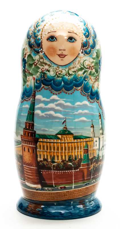 180 mm Moscow Kremlin hand painted wooden Matryoshka doll 5 pcs (by A Studio)