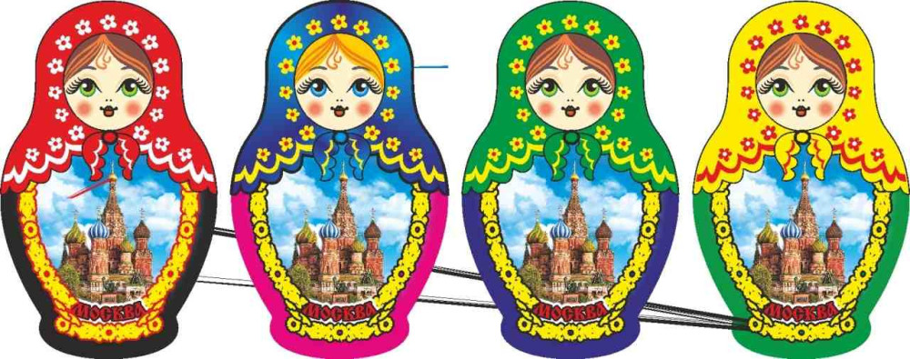Магнит-матрёшка "Москва" со смолой в ассортименте, 6х3,5 см