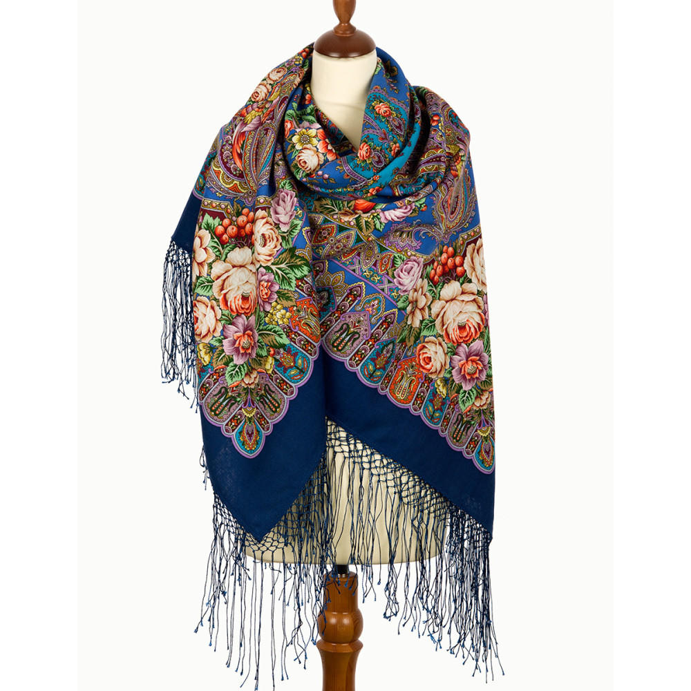 Shop Thick Woolen Fabric Shawls with Silk Fringe 148x148 cm Шаль «Сад дивных снов» online at Skazka.site | Eligible for fast shipping and free returns. Шаль «Сад дивных снов»