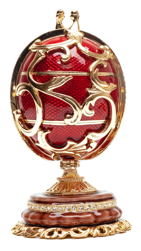 130 mm Double Ornament Red Easter Egg with the Basket