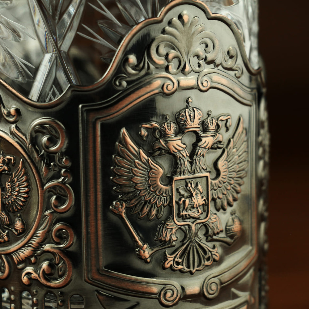 Coat of arms of the Russian Federation copper tea glass holder