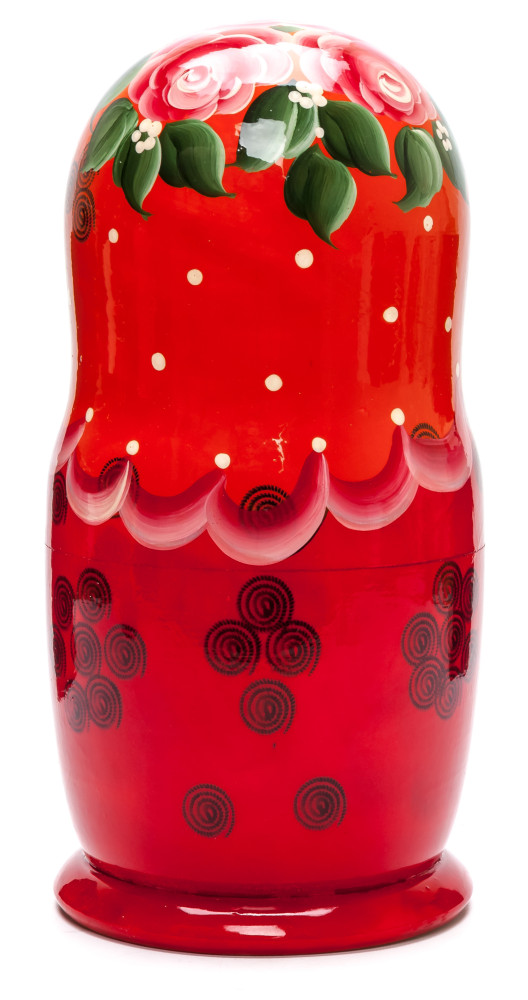 205 mm Orange Head Semenovskaya handpainted wooden Matryoshka Doll 8 pcs (by Ivan Studio)