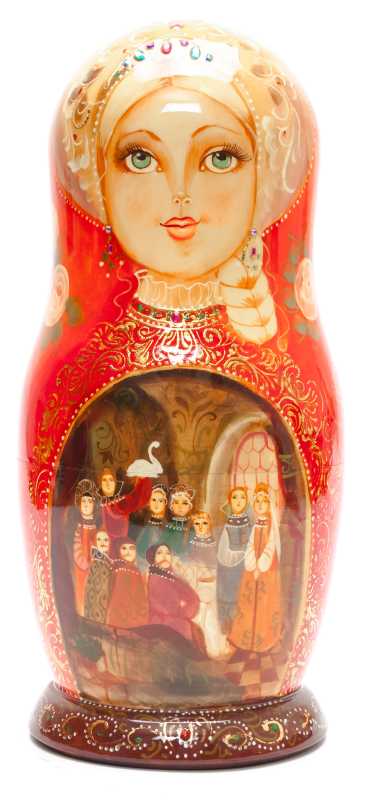 280 mm The Dinner hand painted wooden Matryoshka doll 10 pcs (by GOLDEN COCKEREL)