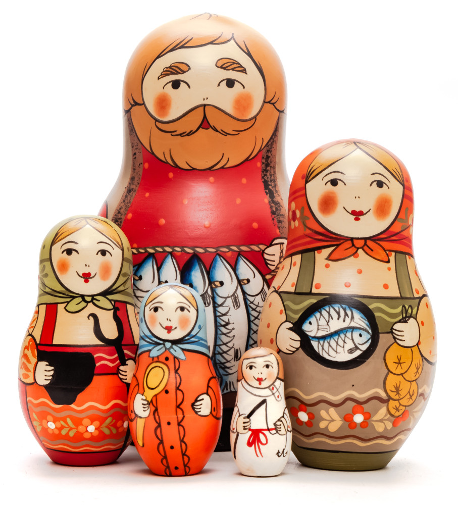 Shop Exclusive Nesting Dolls 125 mm Fishmonger hand painted Traditional Russian Wooden Matryoshka doll 5 pcs (by Igor Malyutin) online at Skazka.site | Eligible for fast shipping and free returns. 125 mm Fishmonger hand painted Traditional Russian Wooden Matryoshka doll 5 pcs (by Igor Malyutin)
