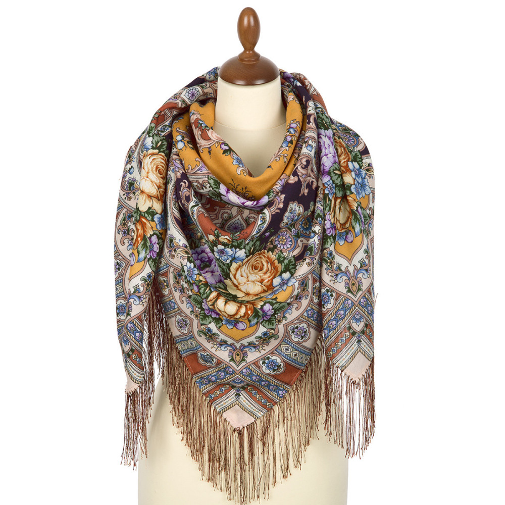 Shop Woolen Scarves with Silk Fringe 125x125 cm Платок «Таинственный образ» online at Skazka.site | Eligible for fast shipping and free returns. Платок «Таинственный образ»