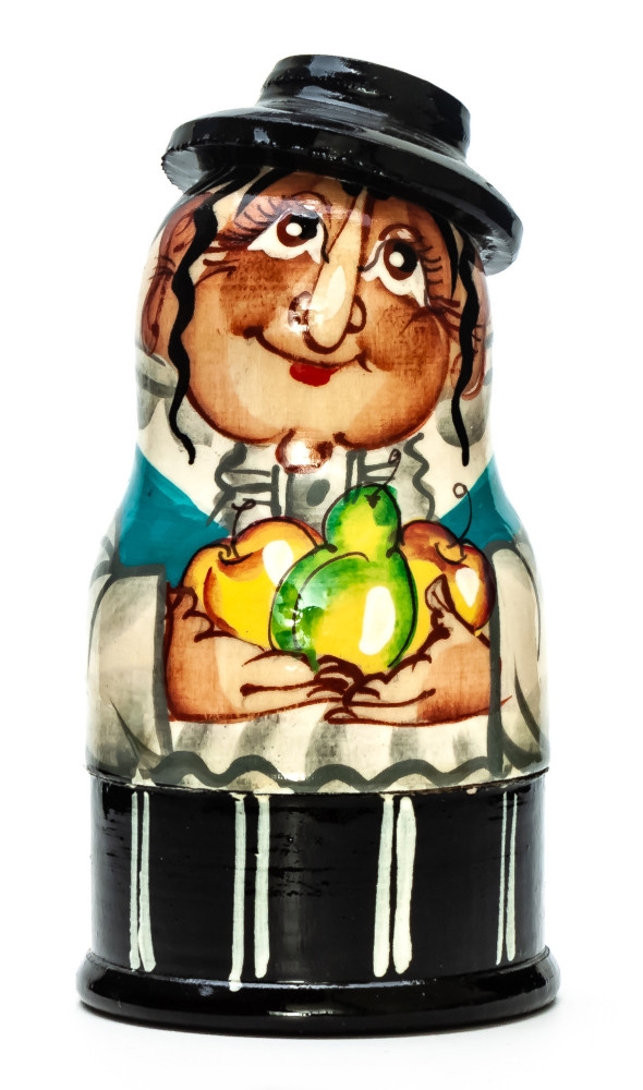 105mm Rabbi with Fruits hand painted on wooden Matryoshka doll 3 pcs (by Alexander Famous Paintings Studio)
