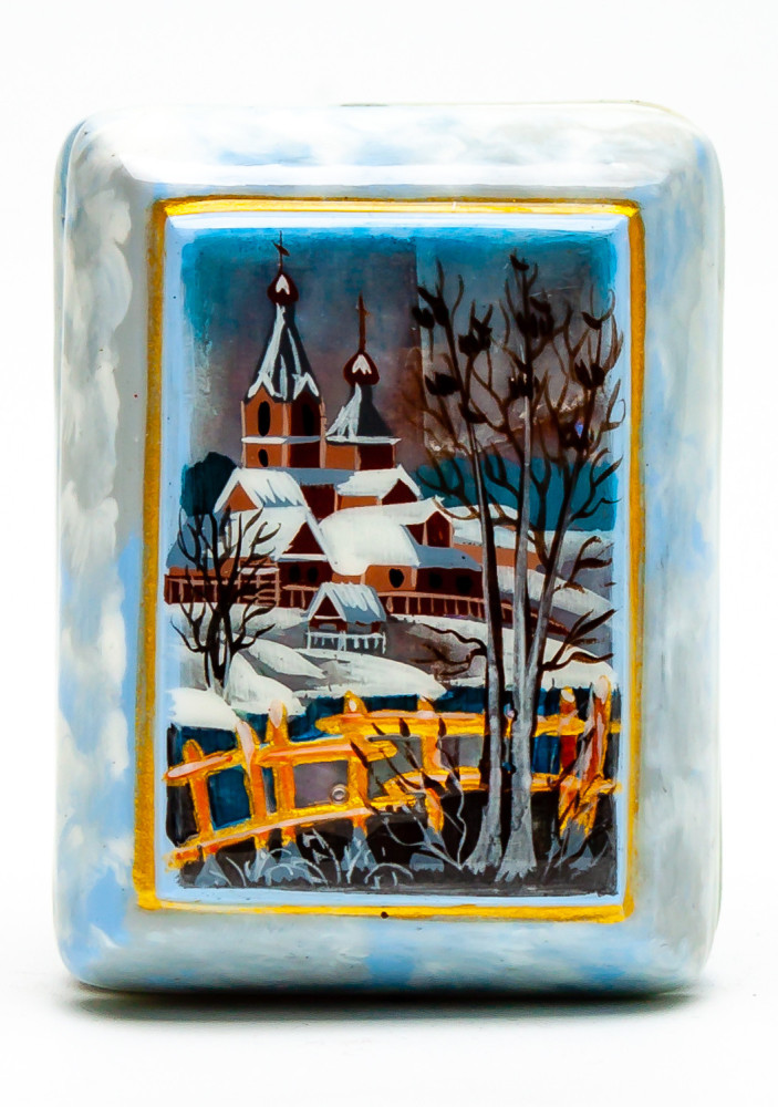 40x60mm Russian Winter Hand Painted Jewellery Box (by Tatiana Shkatulka Crafts)