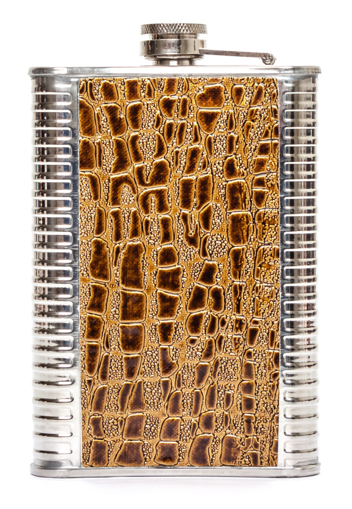 9 oz Light Brown Leather Coated Metal Flask
