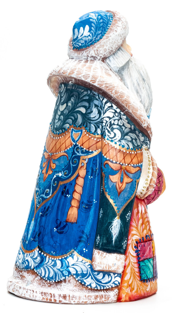 200 mm Santa and Playing Children Carved Wood Hand Painted Collectible Figurine (by Sergey Christmas Workshop)