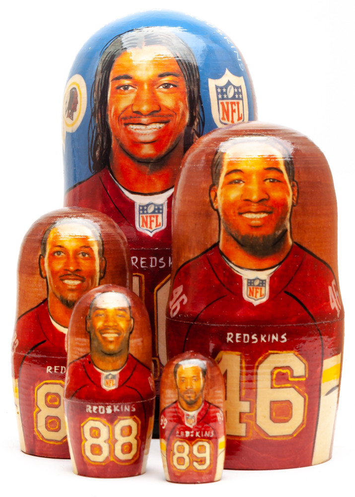 180mm Robert Griffin from Washington Redskins Hand Painted Matryoshka Doll 5 pcs (by Konstantin Studio)