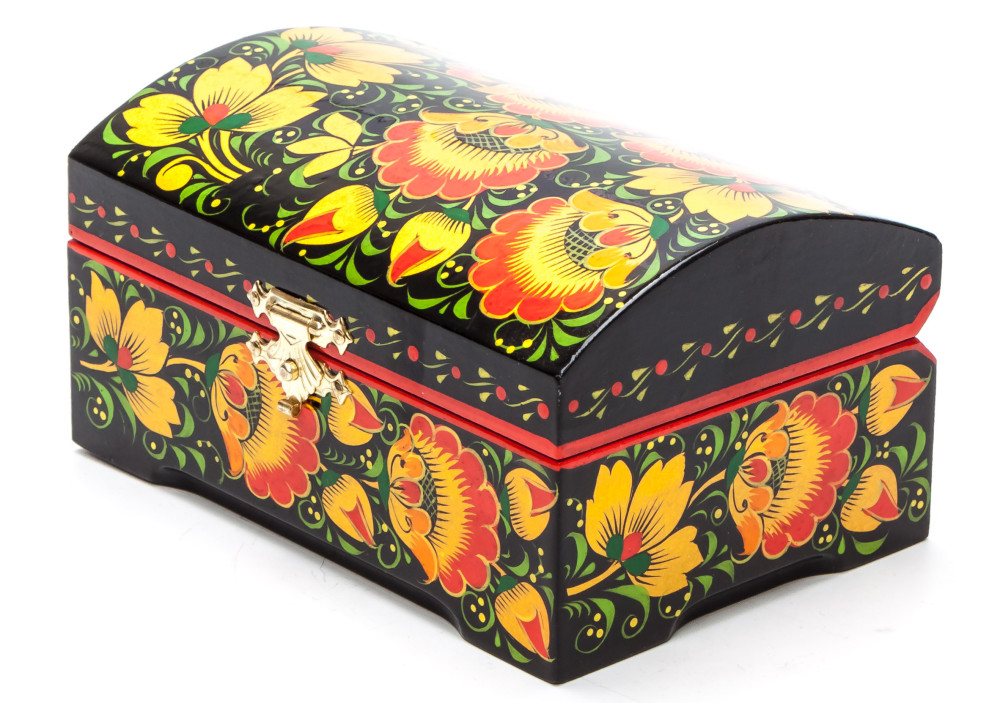 120x80 mm Khokhloma Painting Jewellery Wooden Box