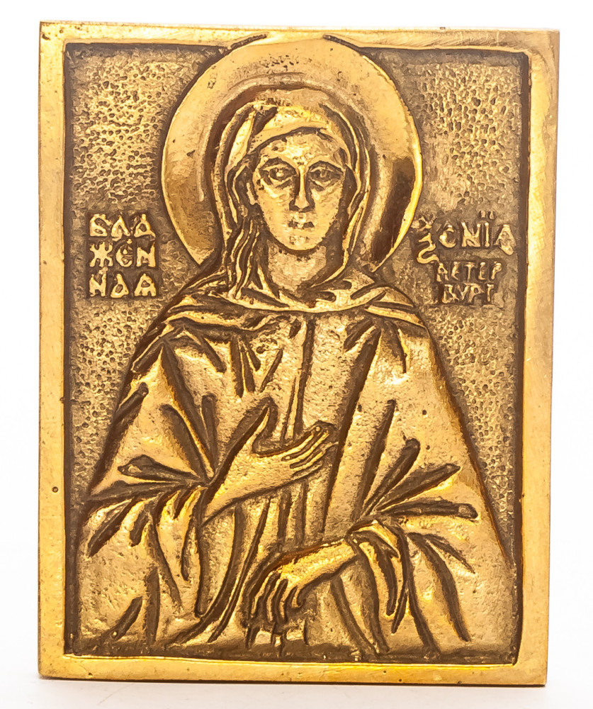50x70mm Matrona Nikonova handpainted brass Icon (by Galina Studio)