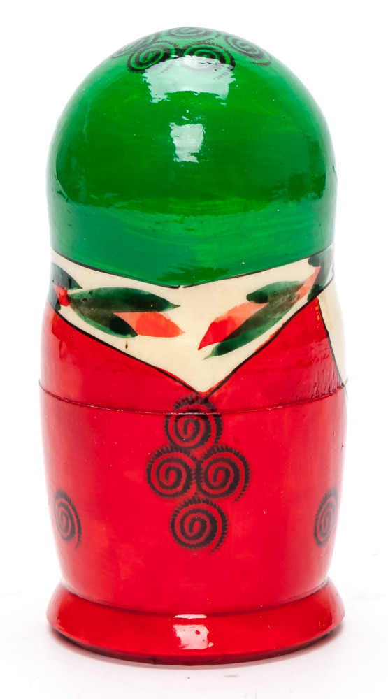 105 mm Green Head Semenovskaya handpainted wooden Matryoshka Doll 5 pcs (by Ivan Studio)