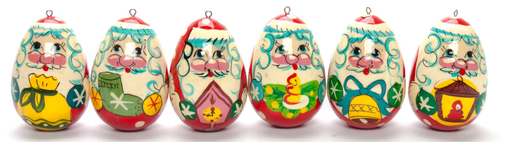 220x70 mm Russian Christmas Tree Ornaments set of 6 pcs (by Andrey Studio)