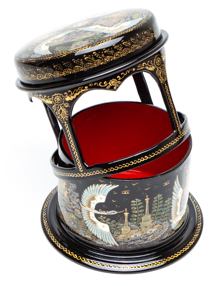 110x100mm Russian North Hand Painted Jewellery Box (by Sadko Workshop)