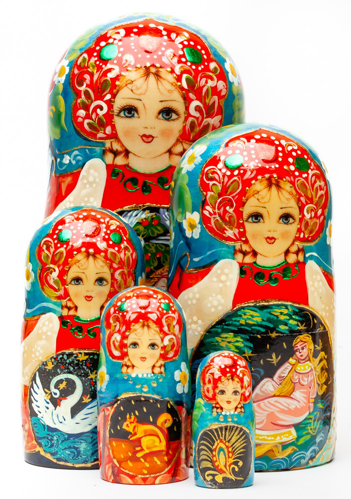 Shop Exclusive Nesting Dolls 180 mm The Magic Swan Geese handpainted Wooden Matryoshka Doll 5 pcs (by Sheherazade) online at Skazka.site | Eligible for fast shipping and free returns. 180 mm The Magic Swan Geese handpainted Wooden Matryoshka Doll 5 pcs (by Sheherazade)