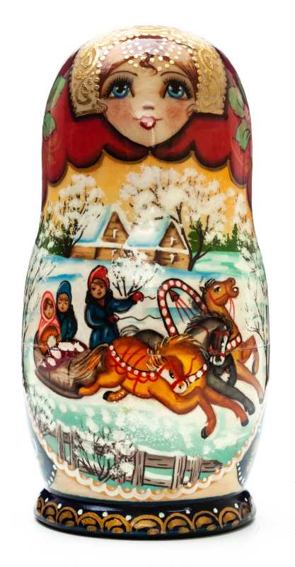 140mm Russian Troika hand painted Matryoshka doll 5pcs