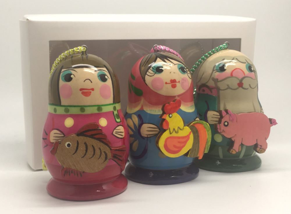Matryoshka with Animals Christmas Ornaments 