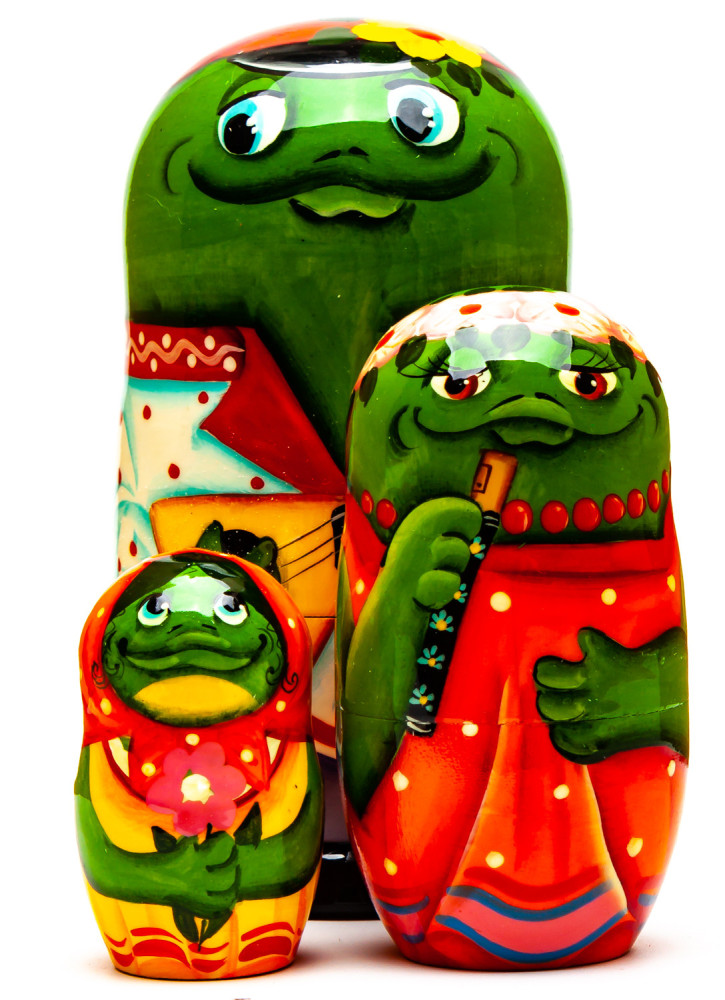 120mm Frog with the Balalaika hand painted Matryoshka 3pcs (by Gift Shop)