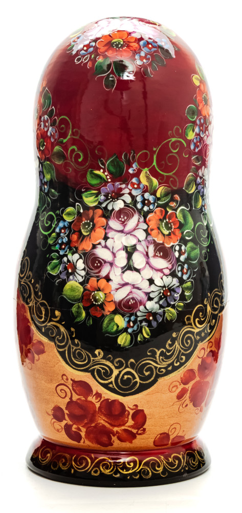 230 mm Moscow Cathedrals Zhostovo hand painted matryoshka doll 5 pcs (by Olga Zaitseva)
