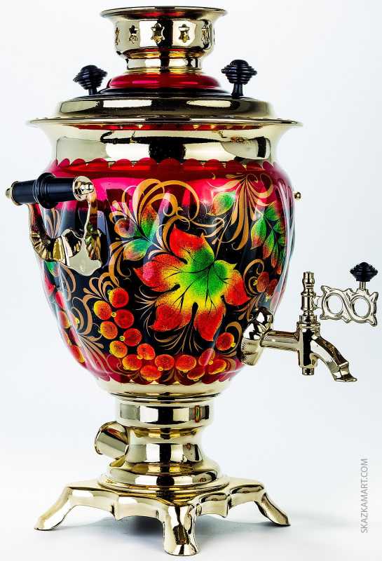 Golden Autumn Hand Painted Electric Samovar Kettle with teapot and tray