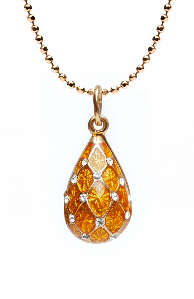 Water Drop with a Mesh Yellow Egg Pendant