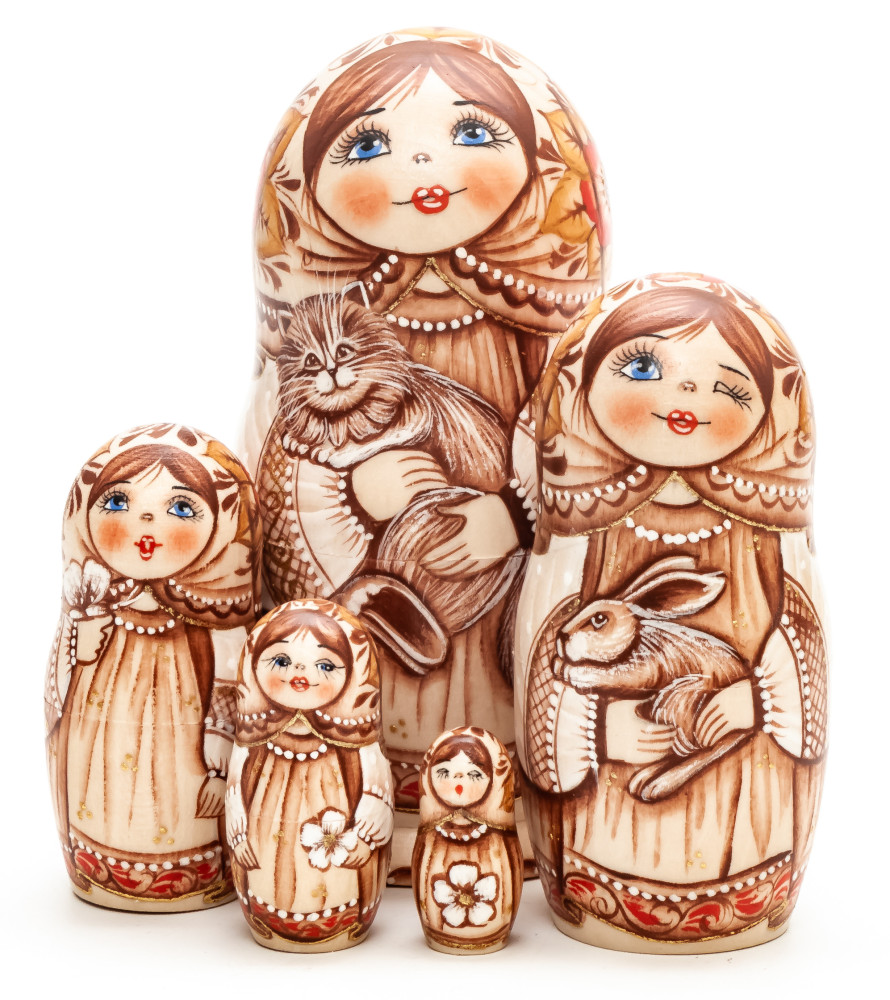 Shop Exclusive Nesting Dolls 110 mm Little Girls with Flowers hand painted Matryoshka 5 pcs dolls (by A Studio) online at Skazka.site | Eligible for fast shipping and free returns. 110 mm Little Girls with Flowers hand painted Matryoshka 5 pcs dolls (by A Studio)