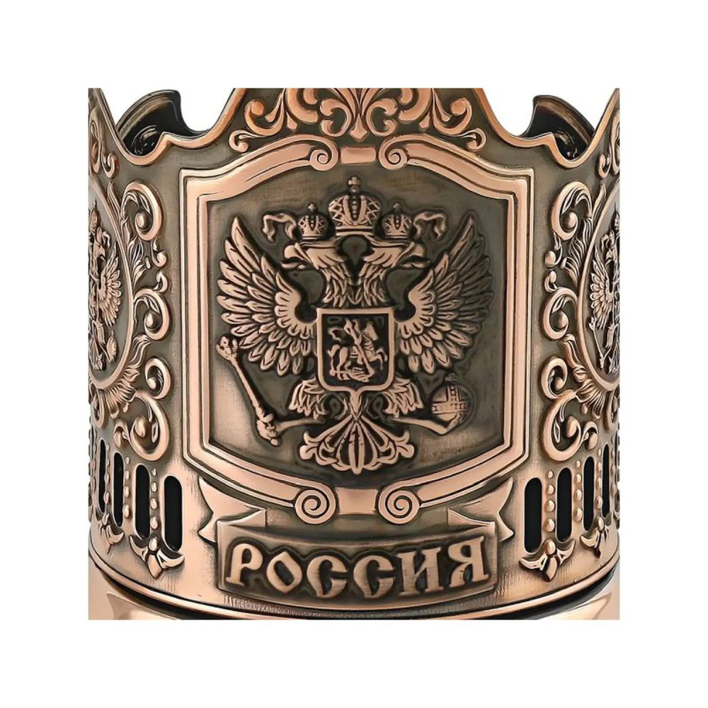 Coat of arms of the Russian Federation copper tea glass holder